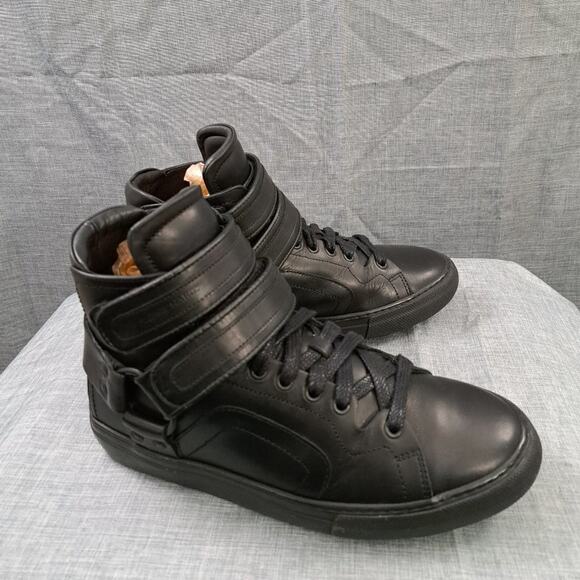 Men Pierre Hardy ES01 Double Strap Leather Black High Top Sneakers Size 38 - Picture 5 of 11